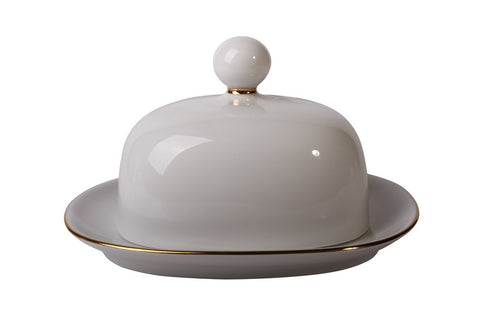 BUTTER DISH WITH COVER RECTANGULAR "GOLDEN RIBBON"