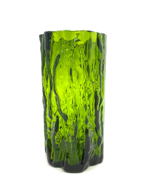 Crystal flower vase "Bark" (Emerald Green)