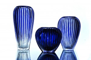 Crystal flower vase "Cascade" blue