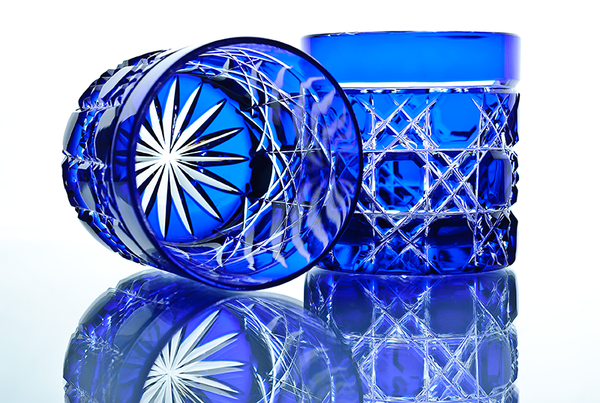 CRYSTAL SET OF 2 WHISKEY GLASSES (BLUE)