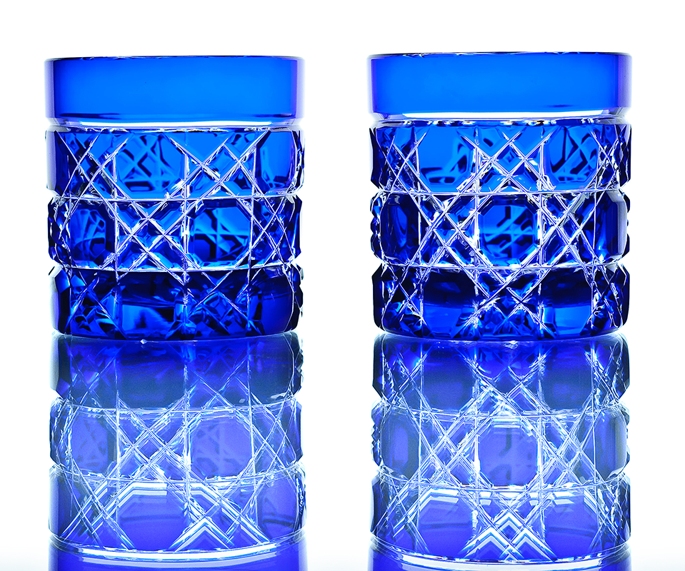 CRYSTAL SET OF 2 WHISKEY GLASSES (BLUE)